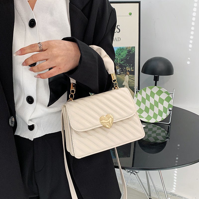 Exclusive Fashion Chain Shoulder Bags with Love Metal Design — Black — Back View