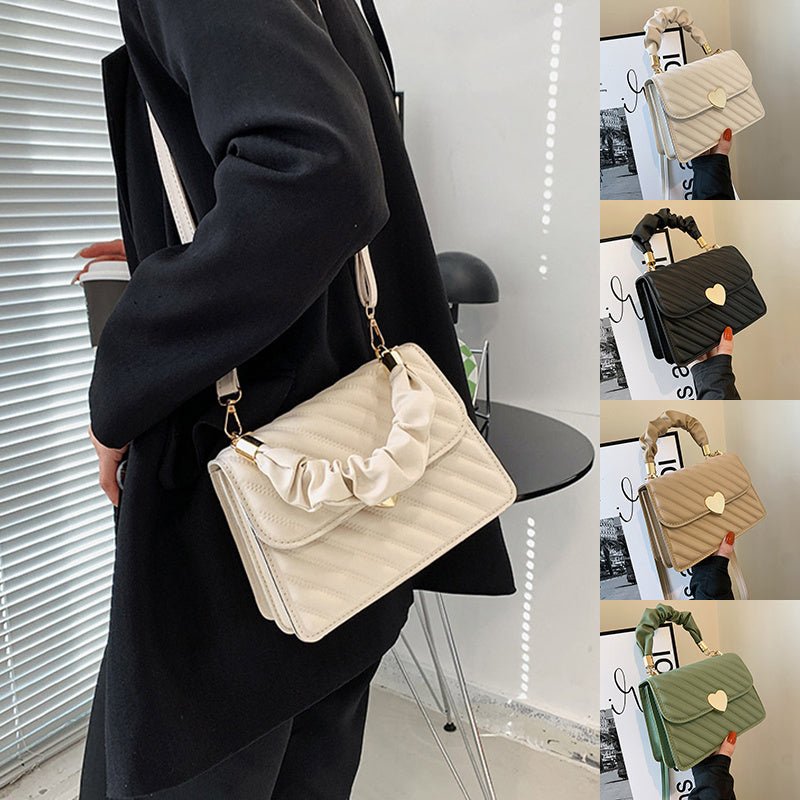 Exclusive Fashion Chain Shoulder Bags with Love Metal Design — Black — Front View