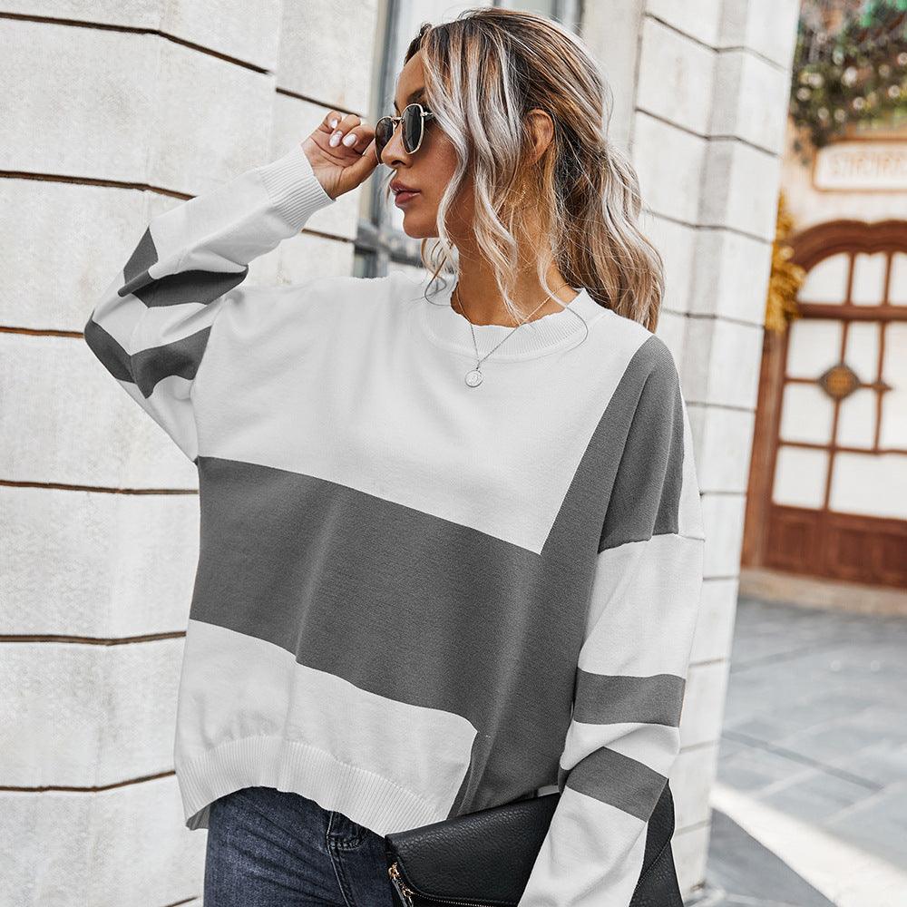 Exclusive Fashion contrast stitching sweater — Army Green — Size L — Detail View