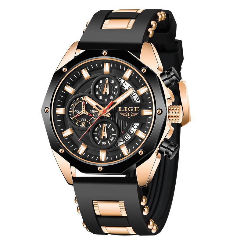 Exclusive Luxury Silicone Sport Watch For Men — Blue — Back View