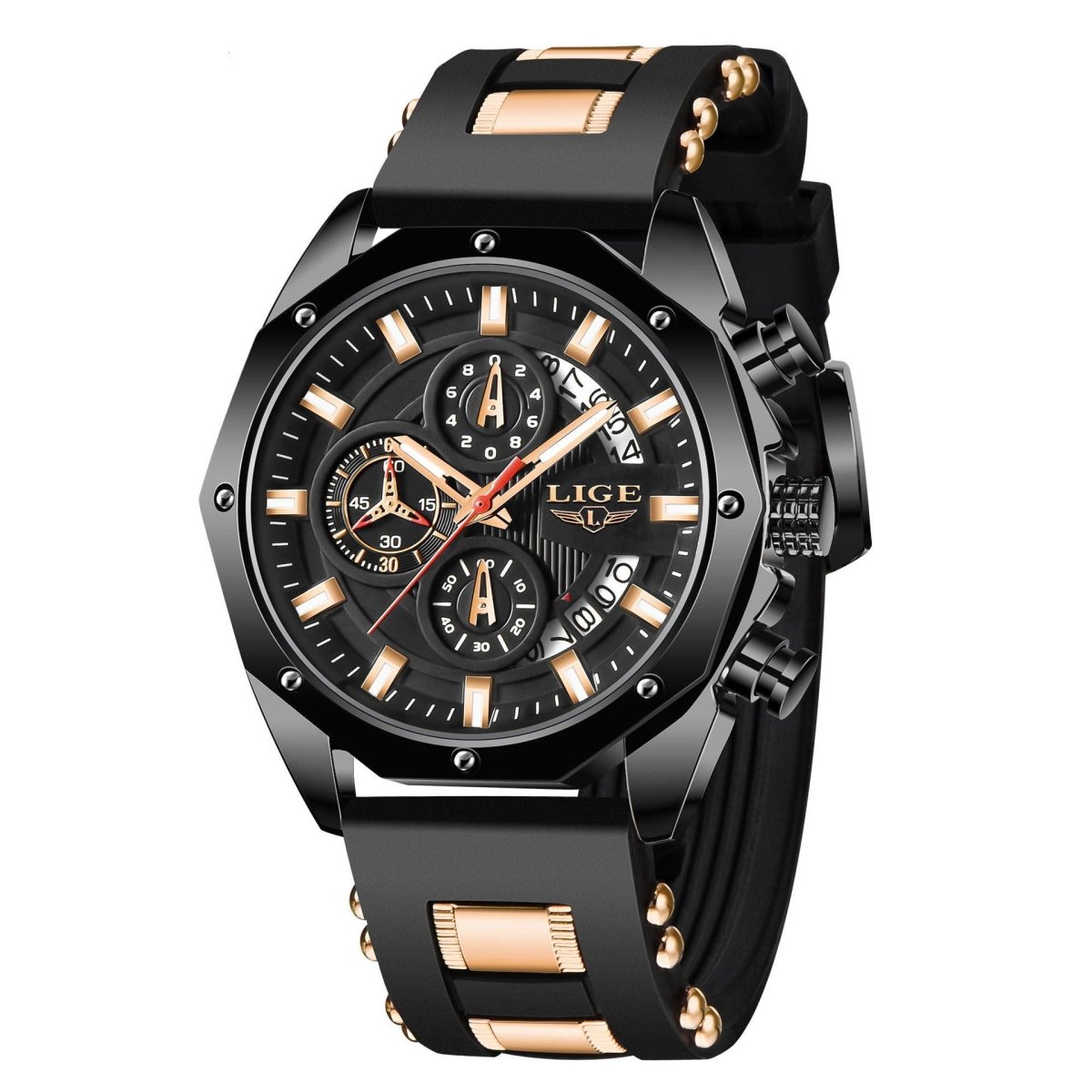 Exclusive Luxury Silicone Sport Watch For Men — Blue — Top View