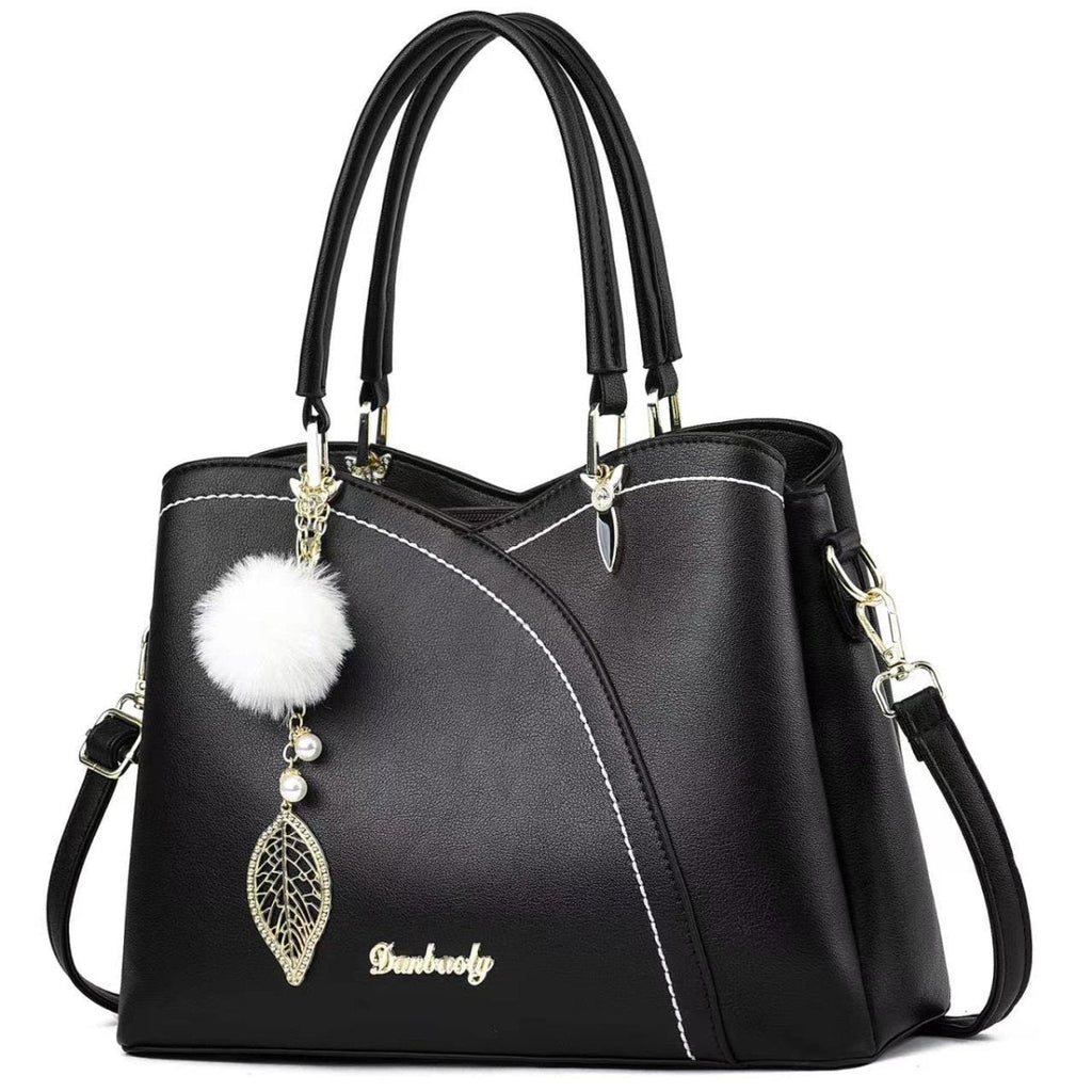 Exclusive High-End Elegant Shoulder Bag | Trendy All-Matching Purse — Black — Top View