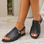 Exclusive Fashion Solid Peep-toe Sandals — Black — Size Size36 — Lifestyle View