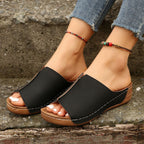 Exclusive Fashion Solid Wedge Sandals — White — Size Size36 — Detail View