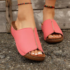 Exclusive Fashion Solid Wedge Sandals — White — Size Size36 — Back View