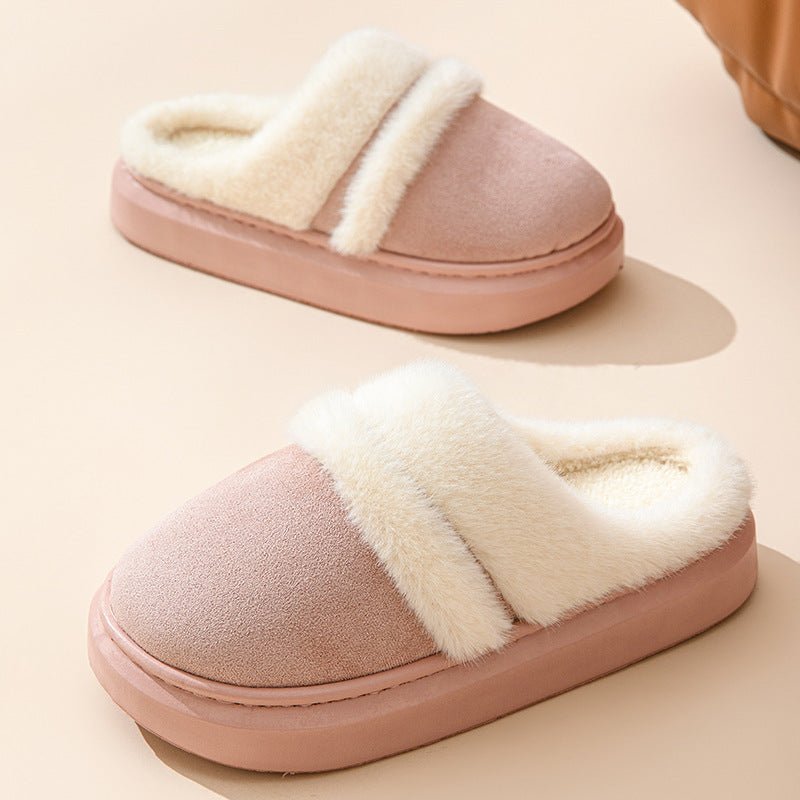 Exclusive Fashion Warm Cotton Slippers For Women — Beige — Size 36to37 — Back View