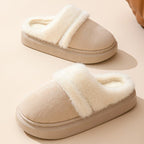 Exclusive Fashion Warm Cotton Slippers For Women — Beige — Size 36to37 — Side View