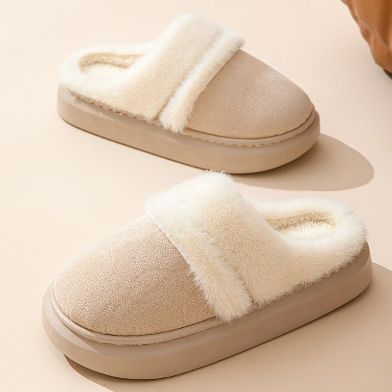 Exclusive Fashion Warm Cotton Slippers For Women — Beige — Size 36to37 — Side View