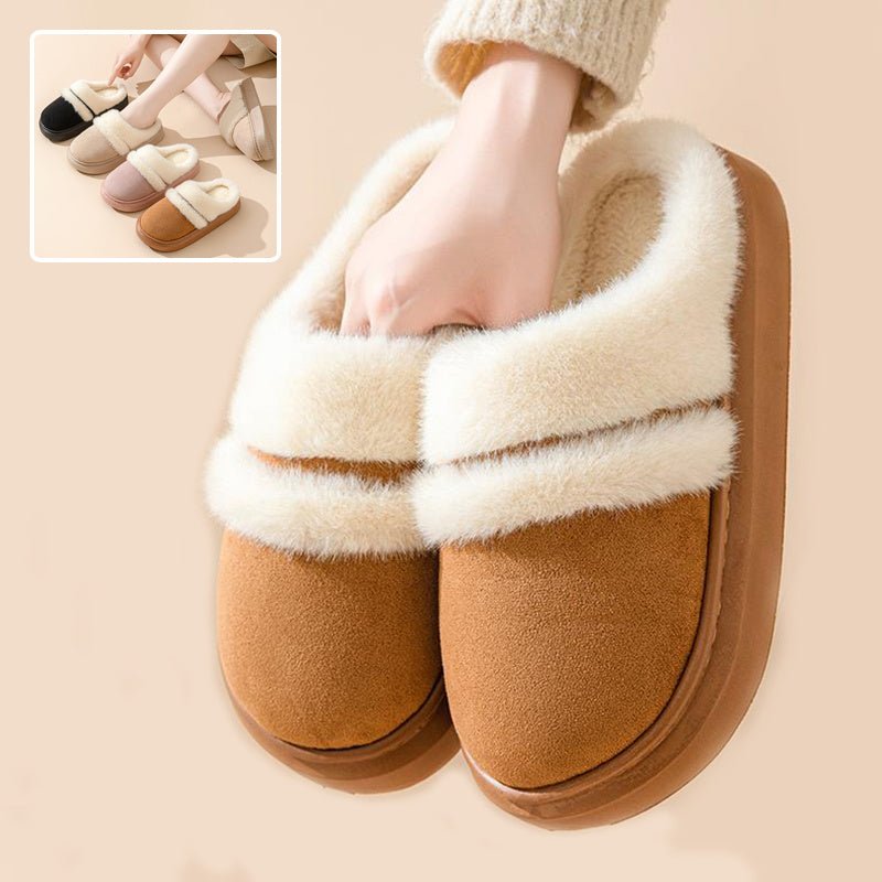 Exclusive Fashion Warm Cotton Slippers For Women — Beige — Size 36to37 — Front View