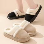Exclusive Fashion Warm Cotton Slippers For Women — Beige — Size 36to37 — Top View