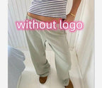 Exclusive Fashion Y2K Striped Straight Trousers Summer Elastic High Waist Wide Leg Pants For Women — Blue — Size L — Alternate View 13