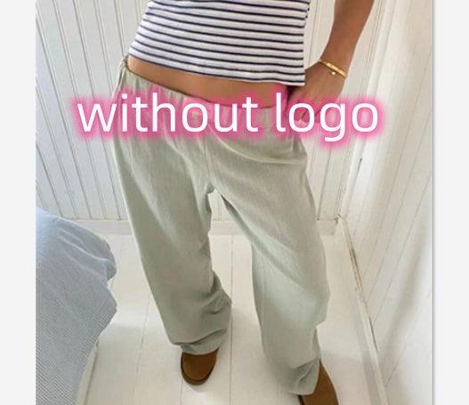 Exclusive Fashion Y2K Striped Straight Trousers Summer Elastic High Waist Wide Leg Pants For Women — Blue — Size L — Alternate View 13