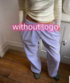 Exclusive Fashion Y2K Striped Straight Trousers Summer Elastic High Waist Wide Leg Pants For Women — Blue — Size L — Alternate View 17