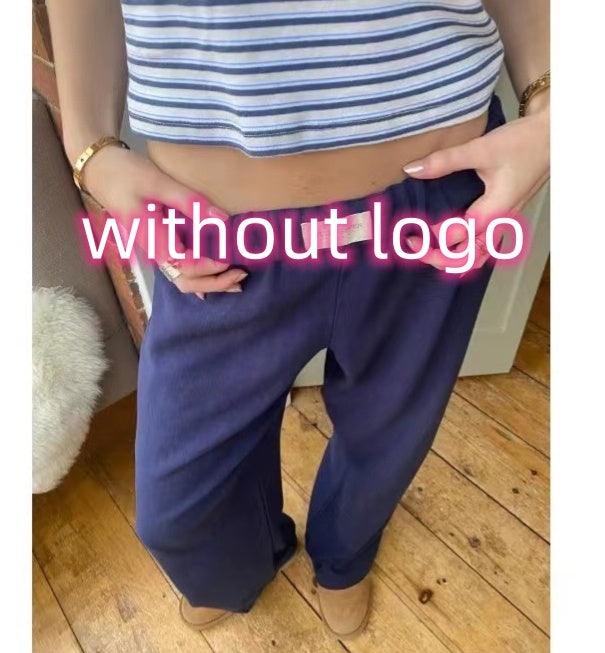 Exclusive Fashion Y2K Striped Straight Trousers Summer Elastic High Waist Wide Leg Pants For Women — Blue — Size L — Alternate View 12