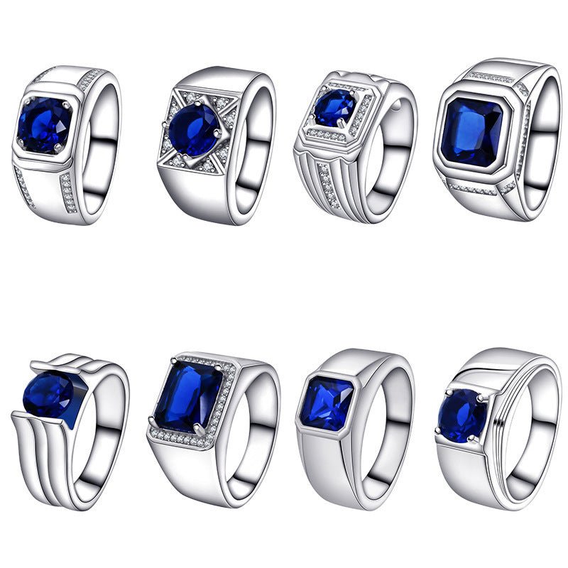 Exclusive Fashionable All-match High-grade Blue Gemstone Women's Ring — R2035 — Size No 7 — Back View