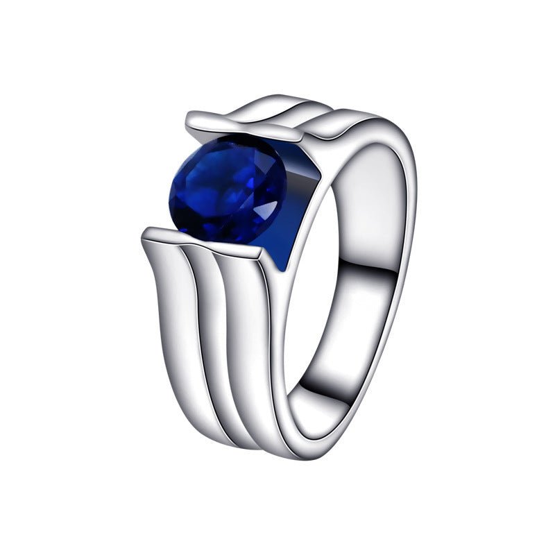 Exclusive Fashionable All-match High-grade Blue Gemstone Women's Ring — R2035 — Size No 7 — Alternate View 15