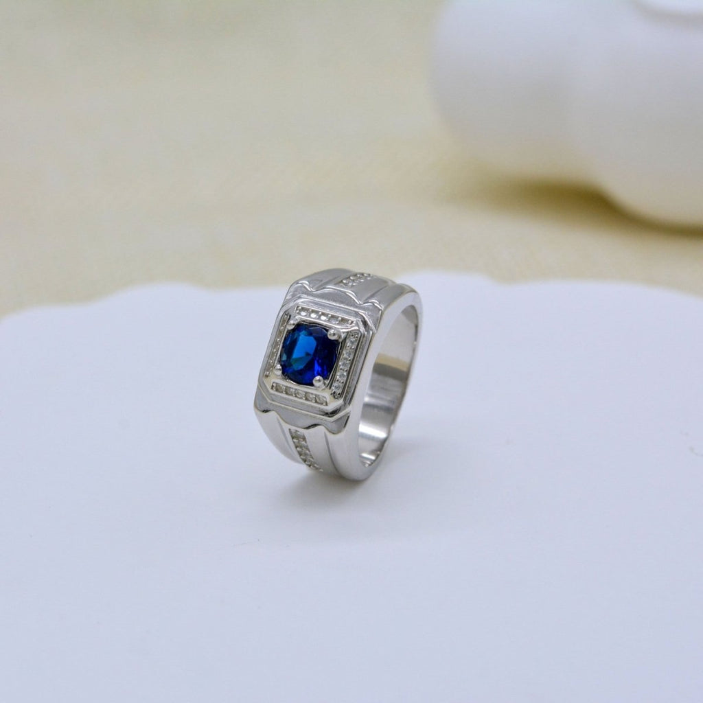 Exclusive Fashionable All-match High-grade Blue Gemstone Women's Ring — R2035 — Size No 7 — Front View