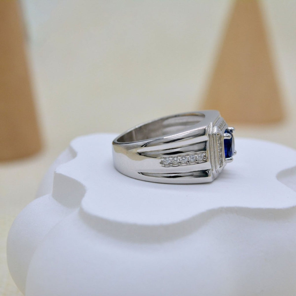 Exclusive Fashionable All-match High-grade Blue Gemstone Women's Ring — R2035 — Size No 7 — Alternate View 17