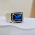 Exclusive Fashionable All-match High-grade Blue Gemstone Women's Ring — R2035 — Size No 7 — Side View