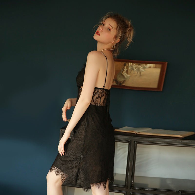 Exclusive Fashionable home wear short skirt pajamas — White — Size L — Side View