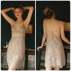 Exclusive Fashionable home wear short skirt pajamas — White — Size L — Top View