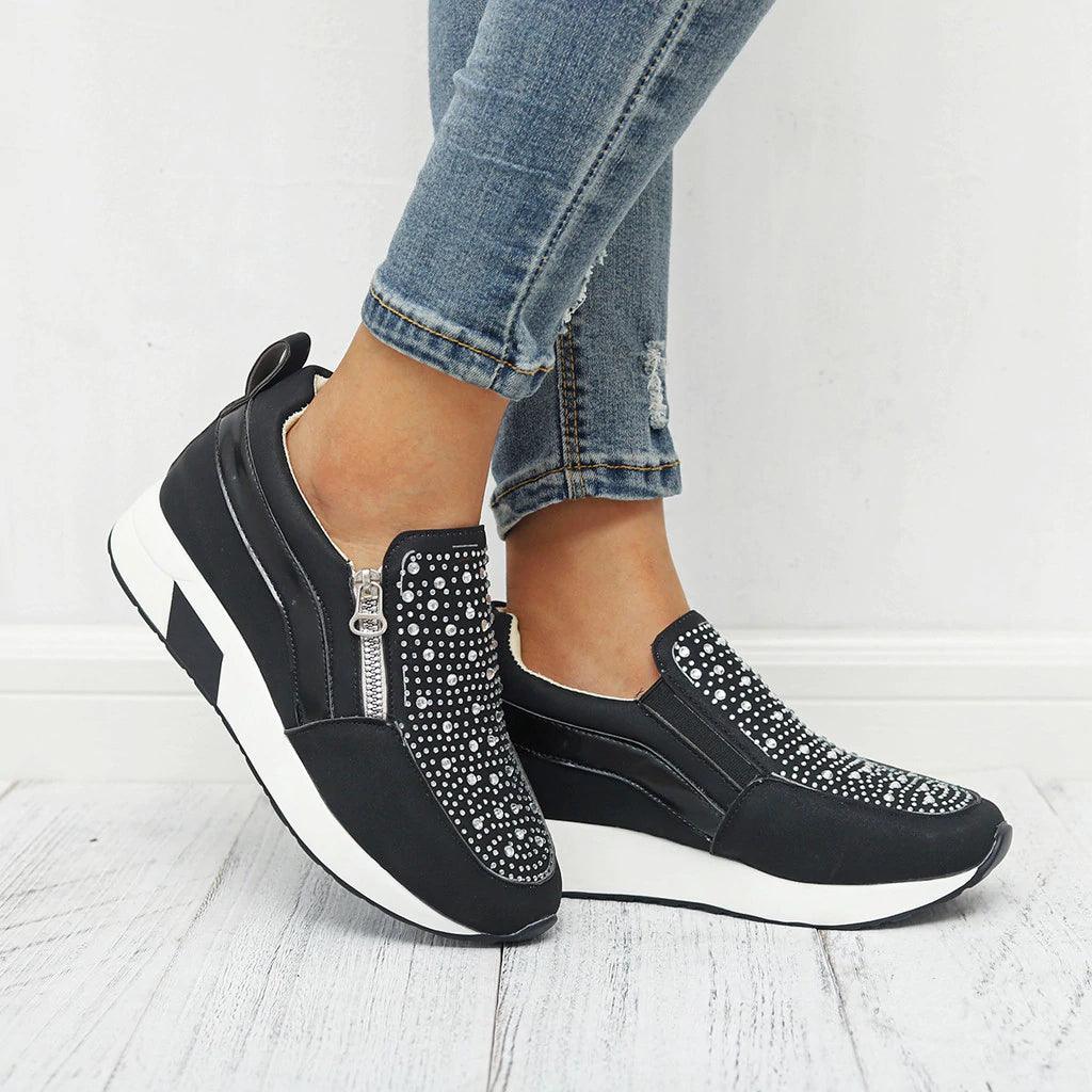 Exclusive Female Knitted Vulcanized Shoes — Black — Size 35 — Lifestyle View