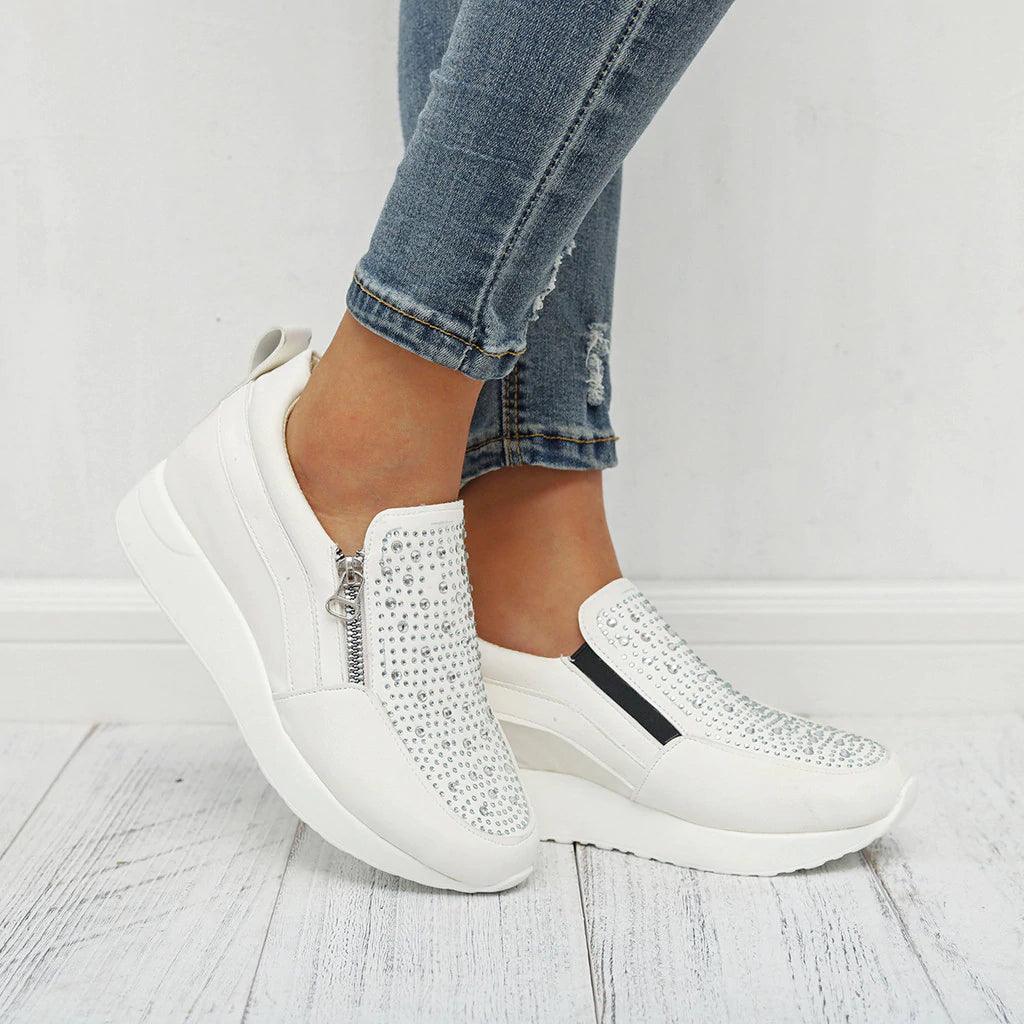 Exclusive Female Knitted Vulcanized Shoes — Black — Size 35 — Top View