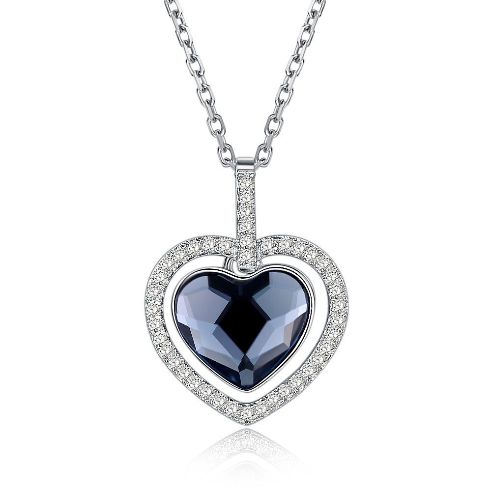 Exclusive 925 Sterling Silver Diamond Heart — White Gold Plated — Size 925 Silver — Side View