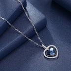 Exclusive 925 Sterling Silver Diamond Heart — White Gold Plated — Size 925 Silver — Top View