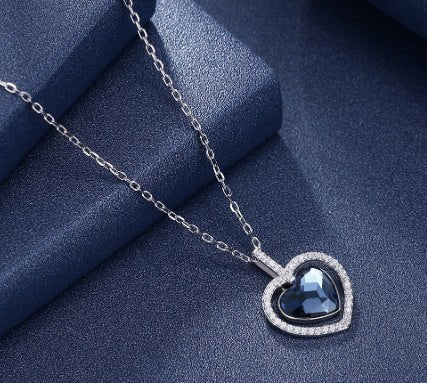 Exclusive 925 Sterling Silver Diamond Heart — White Gold Plated — Size 925 Silver — Lifestyle View