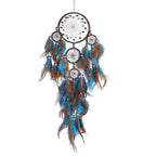 Exclusive Five Rings Dream Catcher Feather Pendant — Blue — Side View