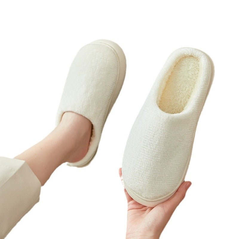 Exclusive Fleece-lined Thickened Cotton Slippers Platform — Pink — Size 36or37 — Side View