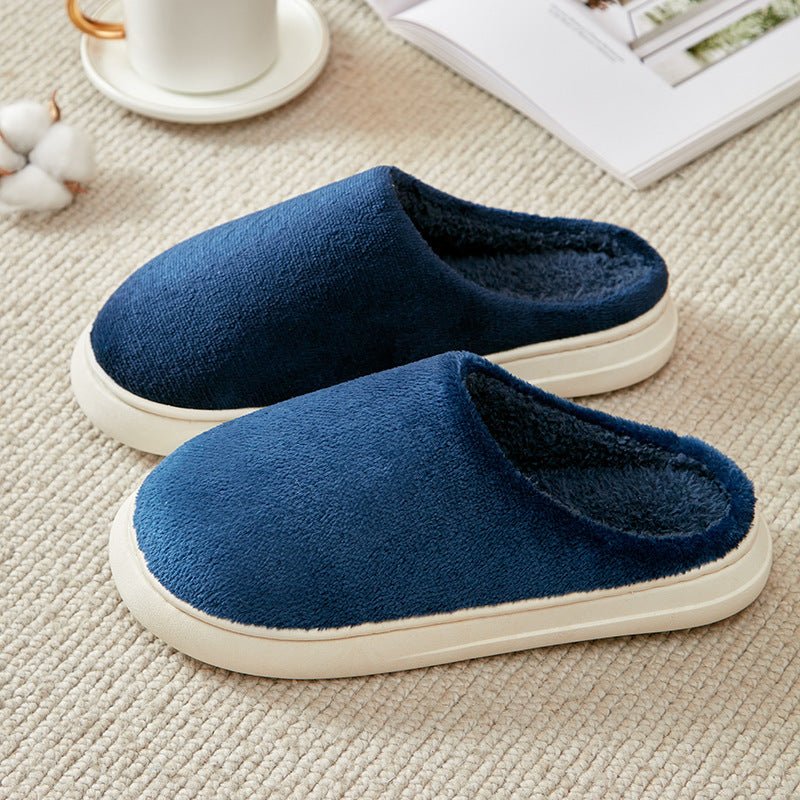 Exclusive Fleece-lined Thickened Cotton Slippers Platform — Pink — Size 36or37 — Detail View