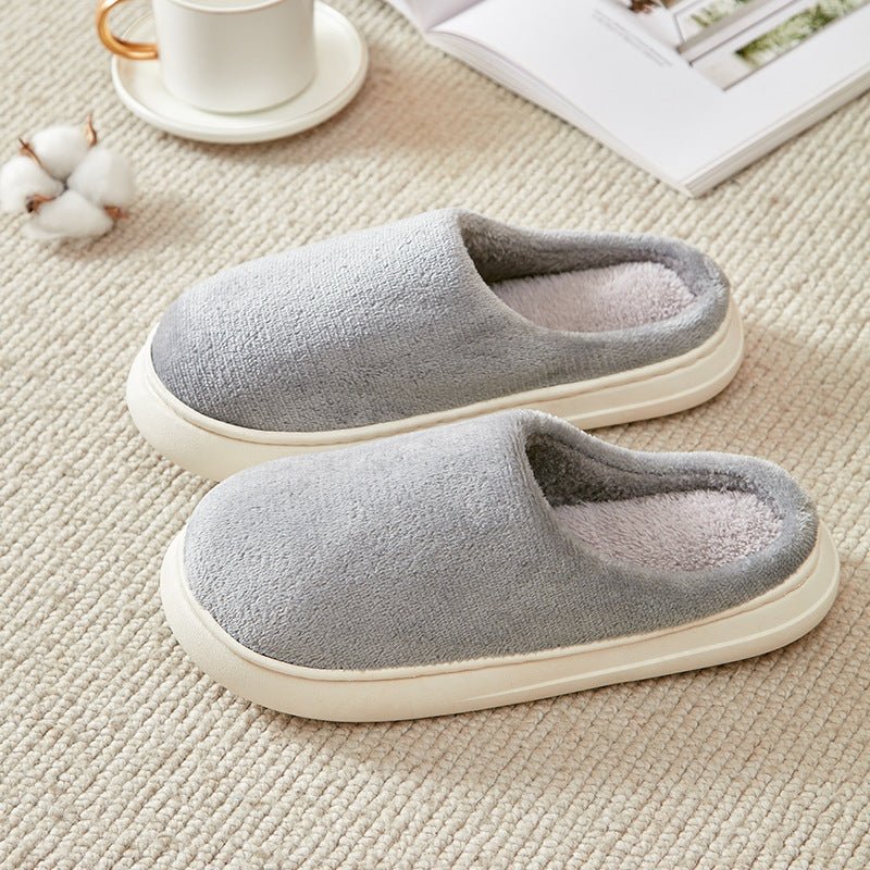 Exclusive Fleece-lined Thickened Cotton Slippers Platform — Pink — Size 36or37 — Back View