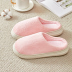 Exclusive Fleece-lined Thickened Cotton Slippers Platform — Pink — Size 36or37 — Top View