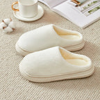Exclusive Fleece-lined Thickened Cotton Slippers Platform — Pink — Size 36or37 — Front View