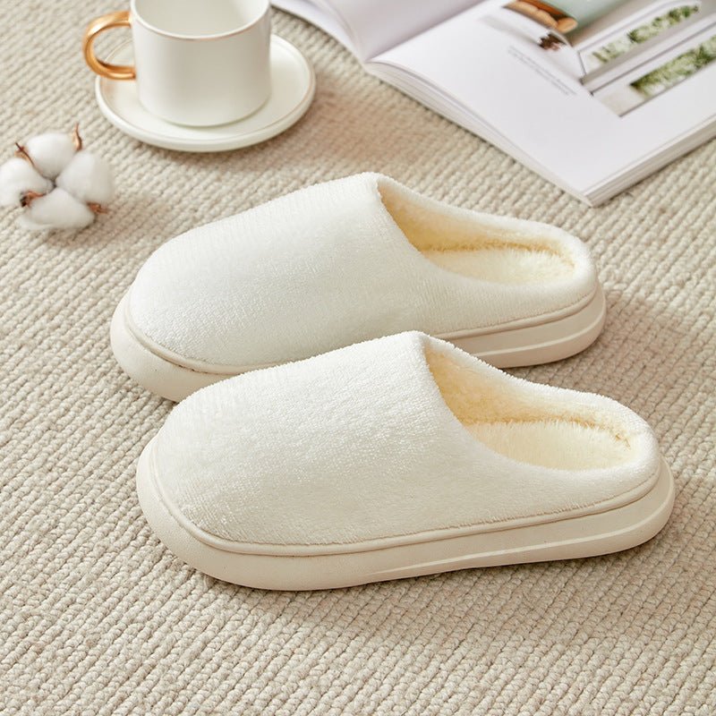 Exclusive Fleece-lined Thickened Cotton Slippers Platform — Pink — Size 36or37 — Front View