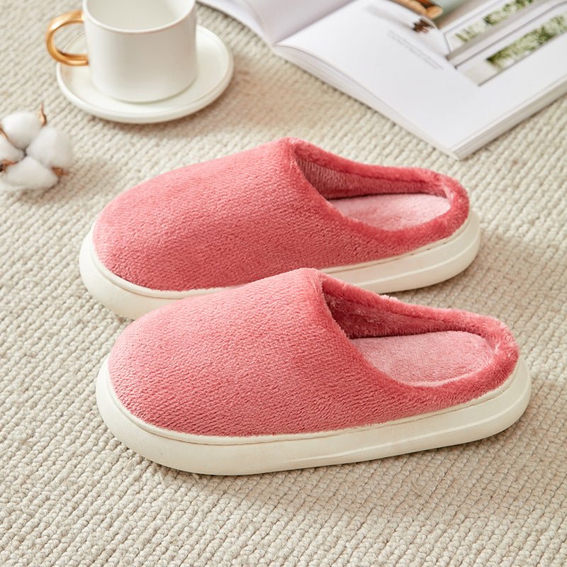 Exclusive Fleece-lined Thickened Cotton Slippers Platform — Pink — Size 36or37 — Lifestyle View