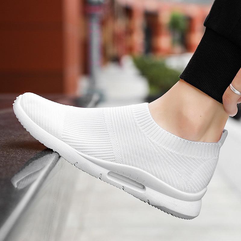 Exclusive Flying Knit Sneakers Men | Lightweight Running Shoes — Black — Size 39 — Top View