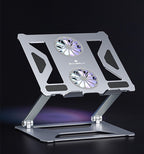 Exclusive Foldable Laptop Table Stand With Double Cooling Fan — Dark Grey — Size Type C — Lifestyle View