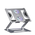 Exclusive Foldable Laptop Table Stand With Double Cooling Fan — Dark Grey — Size Type C — Front View