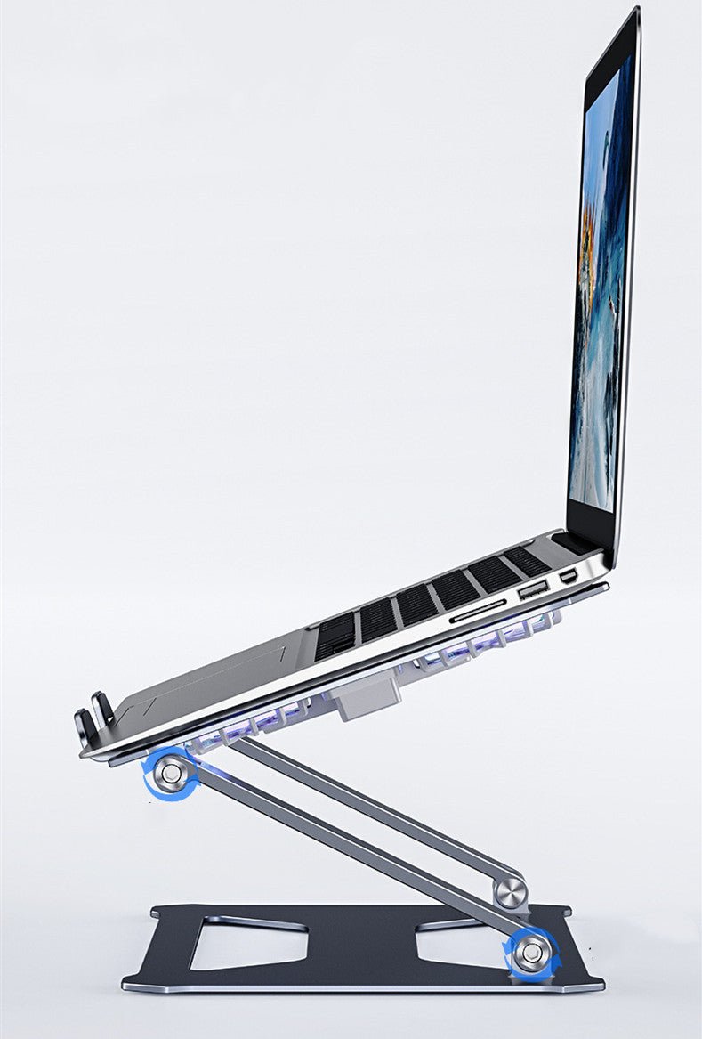 Exclusive Foldable Laptop Table Stand With Double Cooling Fan — Dark Grey — Size Type C — Detail View