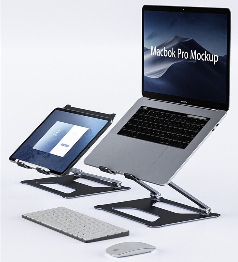 Exclusive Foldable Laptop Table Stand With Double Cooling Fan — Dark Grey — Size Type C — Top View