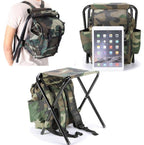 Exclusive Portable folding fishing stool & hiking backpack — Camouflage — Side View