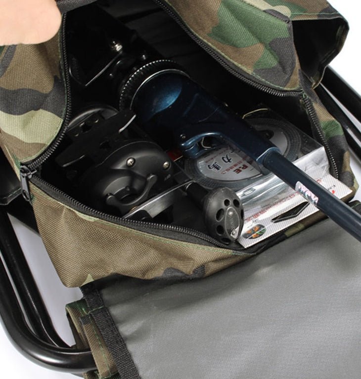 Exclusive Portable folding fishing stool & hiking backpack — Camouflage — Top View