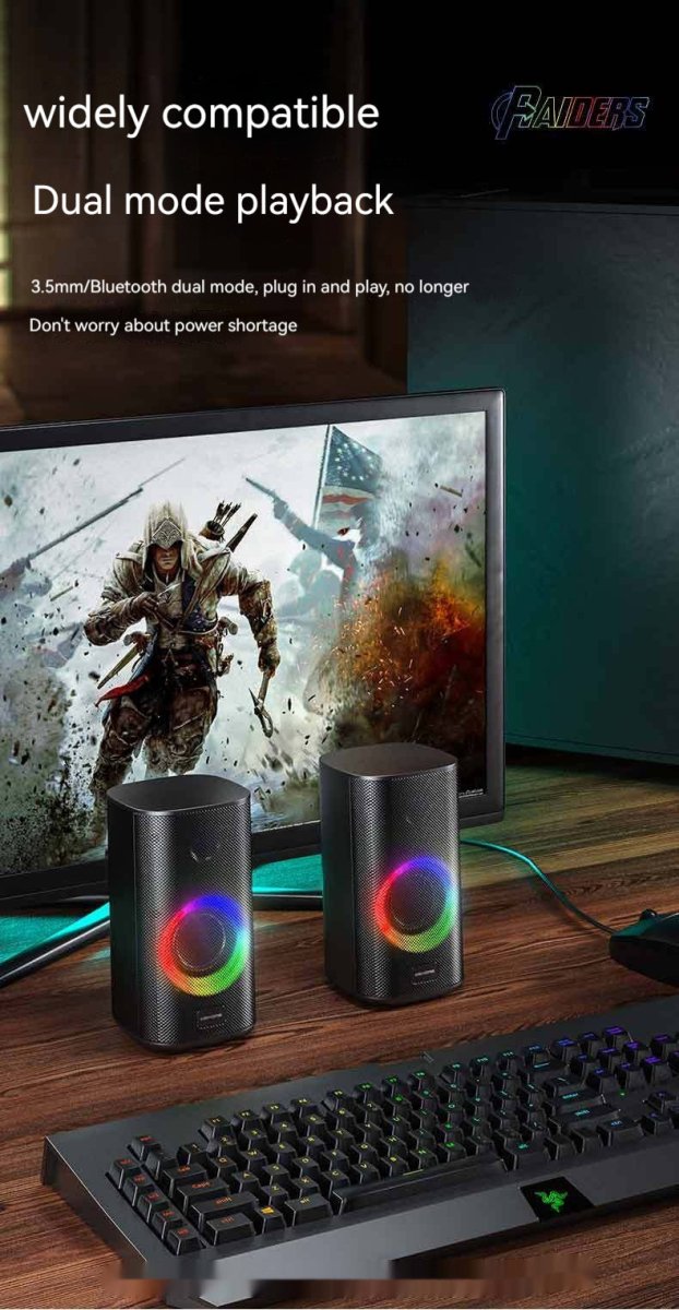 Exclusive Game Colorful E-sports Desktop Bluetooth Speaker — Black — Lifestyle View