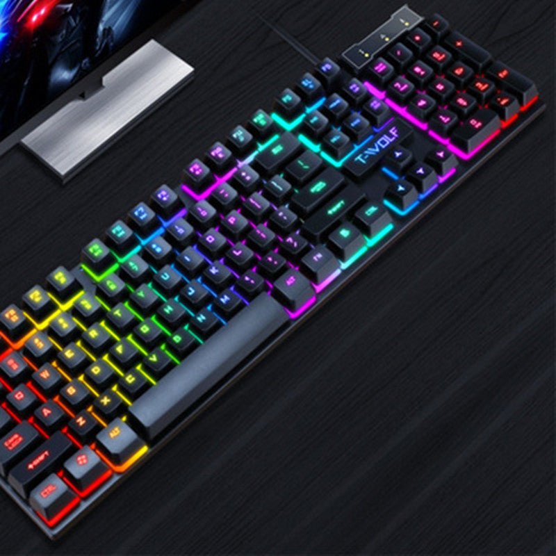 Exclusive Gaming USB Luminous Wired Keyboard with RGB Backlight — T20 BLACK — Front View