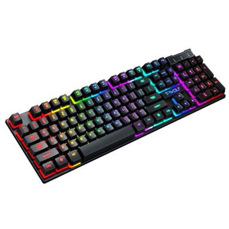Exclusive Gaming USB Luminous Wired Keyboard with RGB Backlight — T20 BLACK — Top View