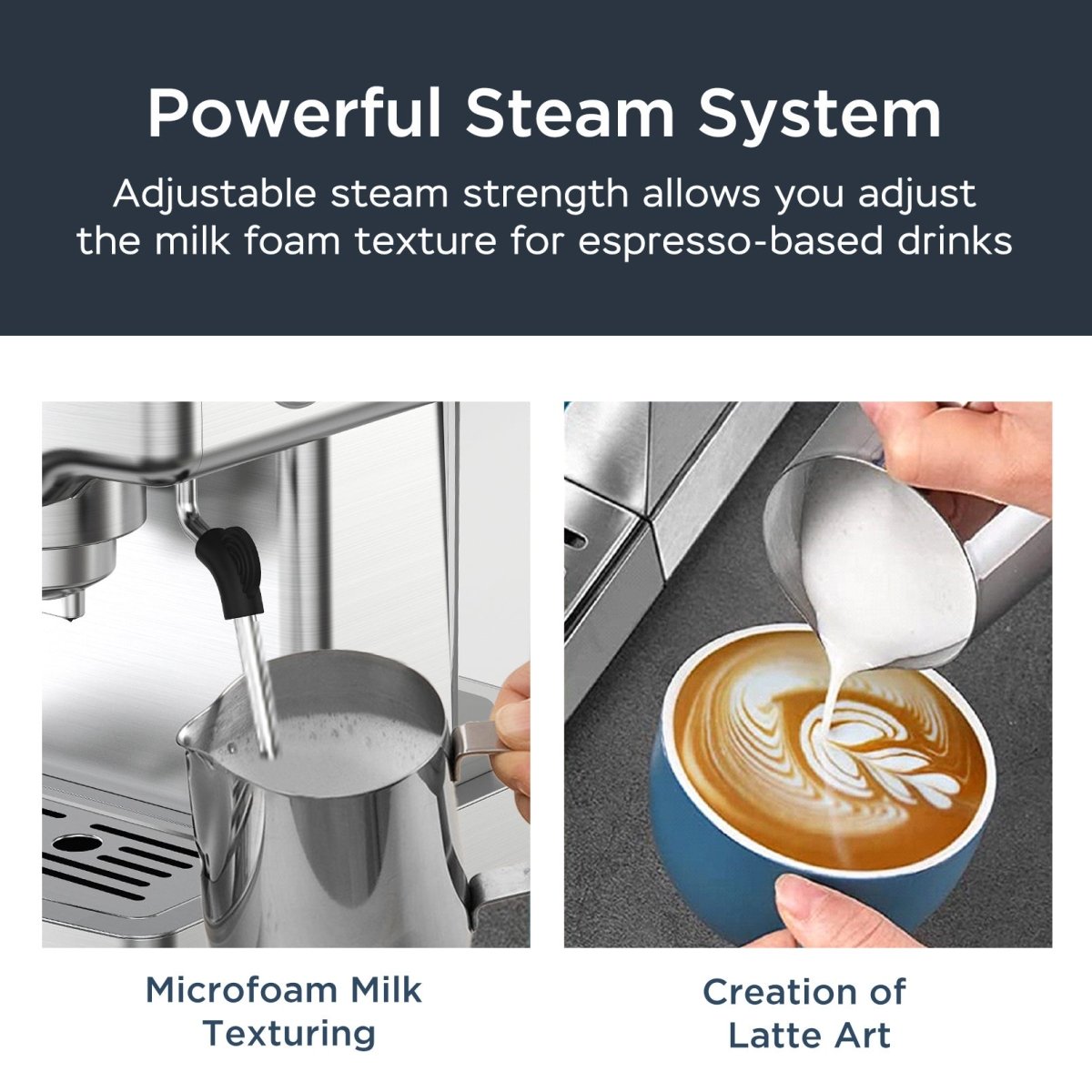 Exclusive 20 Bar Espresso Machine With Milk Frother — Top View