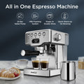 Exclusive 20 Bar Espresso Machine With Milk Frother — Front View